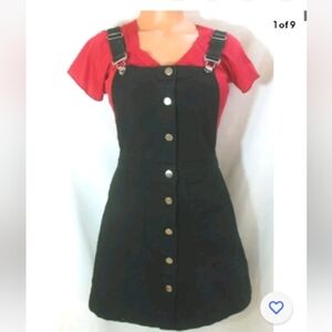 Divided by H&M Black Button Up Jean Denim Jumper Dress Size 4 Small Overalls